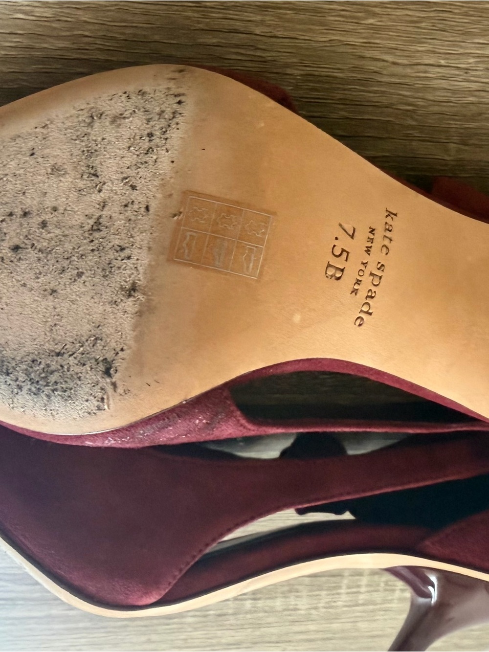 kate spade Burgundy Suede Knot Slingback Heels - Picture 9 of 9